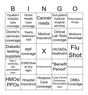 Medicare Bingo Card