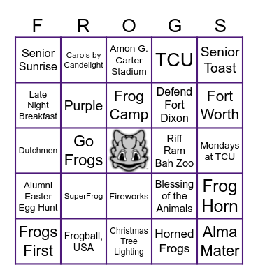 FROGS BINGO Card