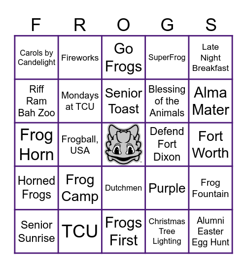 FROGS BINGO Card