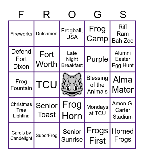 FROGS BINGO Card