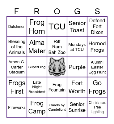 FROGS BINGO Card