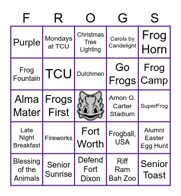 FROGS BINGO Card