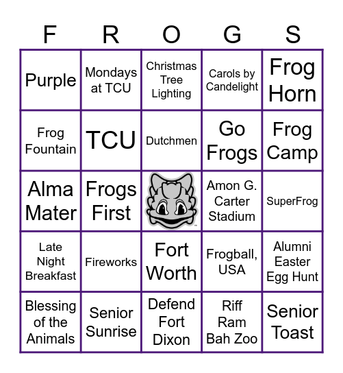 FROGS BINGO Card