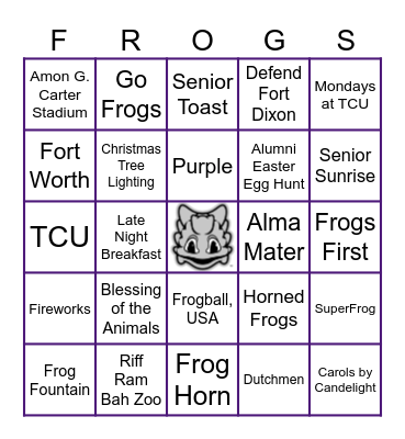 FROGS BINGO Card