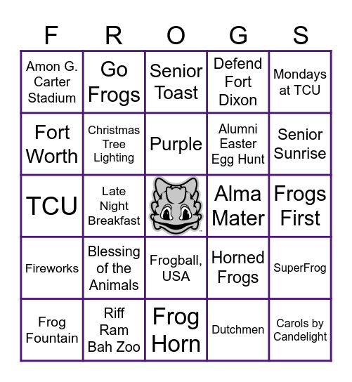 FROGS BINGO Card