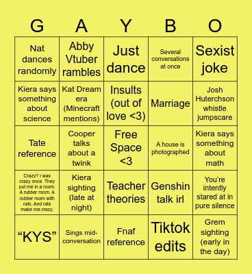 Moron Bingo Card