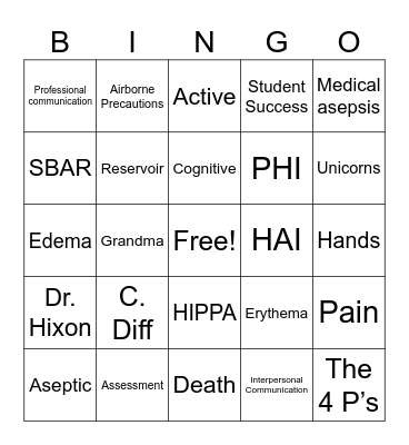 Lecture 1 Bingo Card