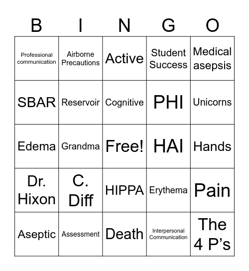 Lecture 1 Bingo Card