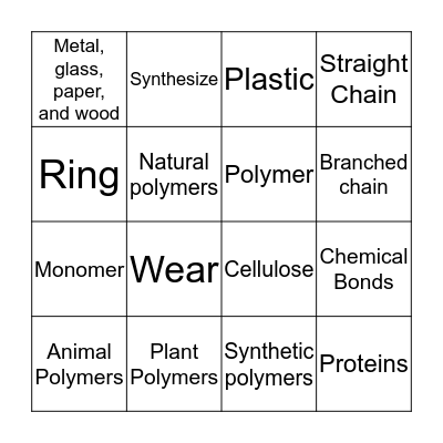 4.1 Polymers Bingo  Bingo Card