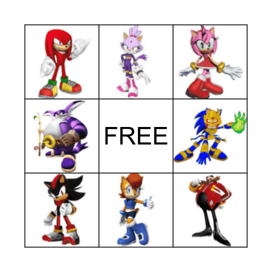 SONIC THE HEDGEHOG Bingo Card