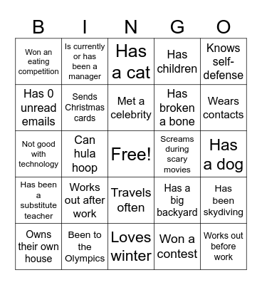 Getting to Know YOU! Bingo Card