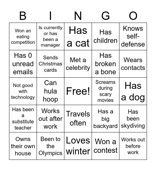 Getting to Know YOU! Bingo Card