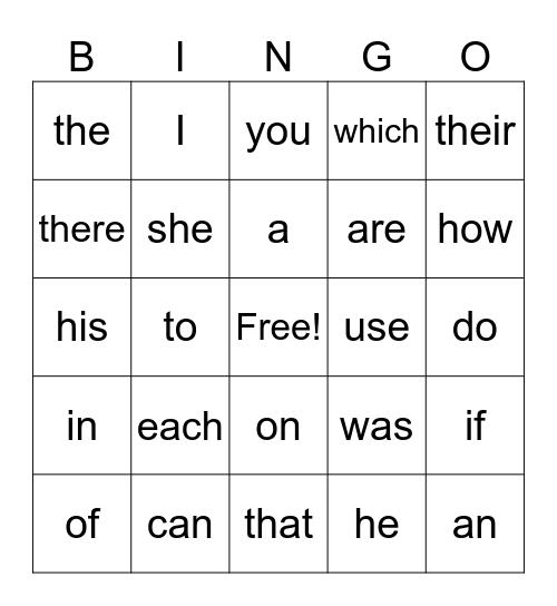 Sight Word Bingo words 41-50 Bingo Card
