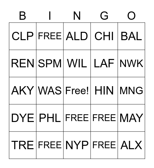 CARDINAL Bingo Card