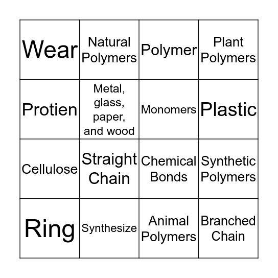4.1 Polymers Bingo Card
