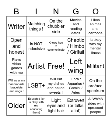 Are you Altair's type ?! Bingo Card