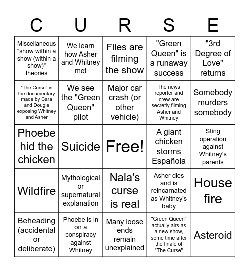 The Curse Finale Bingo Card