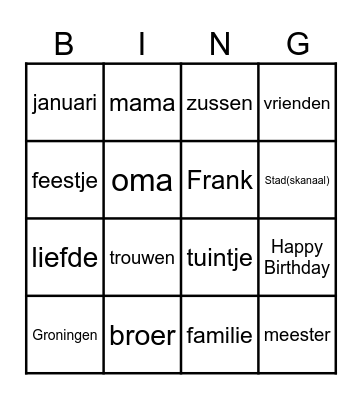 Mam 70! BINGO Card