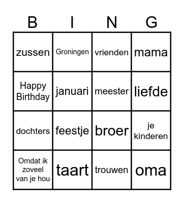 Mam 70! BINGO Card
