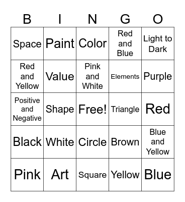 Elements of Art Bingo Card