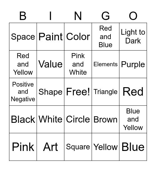 Elements of Art Bingo Card