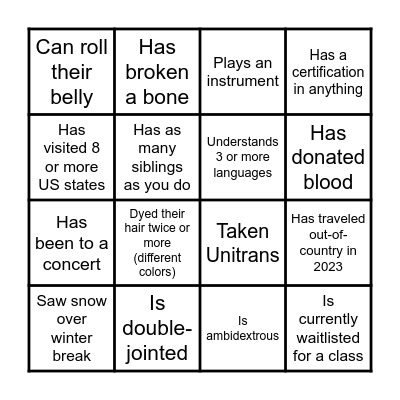 Find someone who... Bingo Card