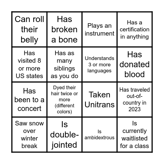 Find someone who... Bingo Card