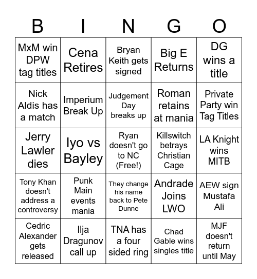 Real Graps 2024 Bingo Card