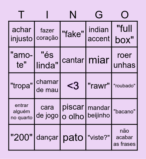 Thomas Bingo Card