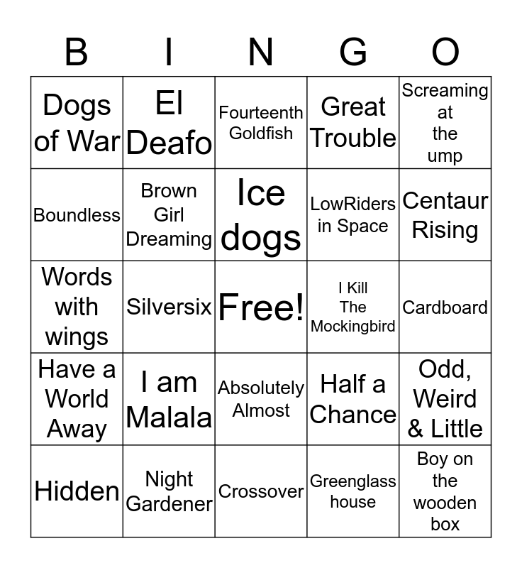Black Eyed Susan Books 2016 Bingo Card
