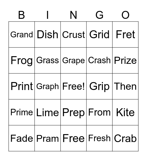 Blends Bingo Card