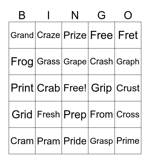 Blends Bingo Card