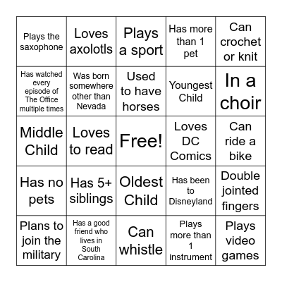 Find someone who... Bingo Card