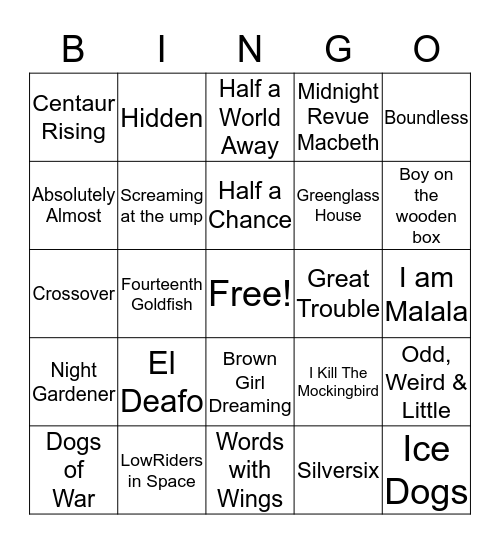 Black Eyed Susan Books 2016 Bingo Card
