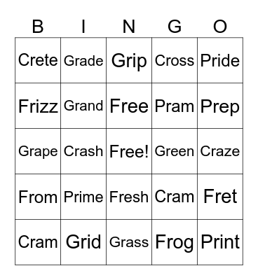 Blends Bingo Card