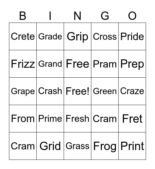 Blends Bingo Card