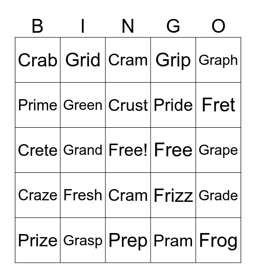 Blends Bingo Card