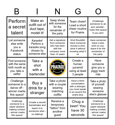 Holiday Party Bingo Card