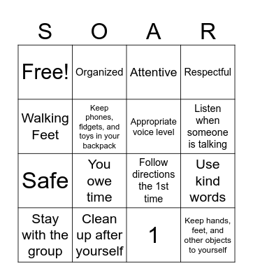 Expectations BINGO Card