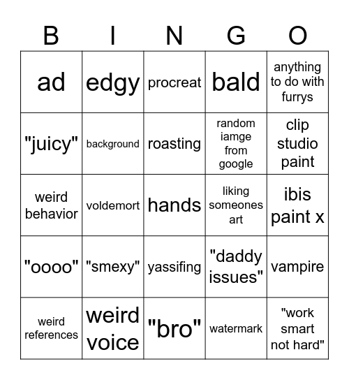 kooleen bingo Card