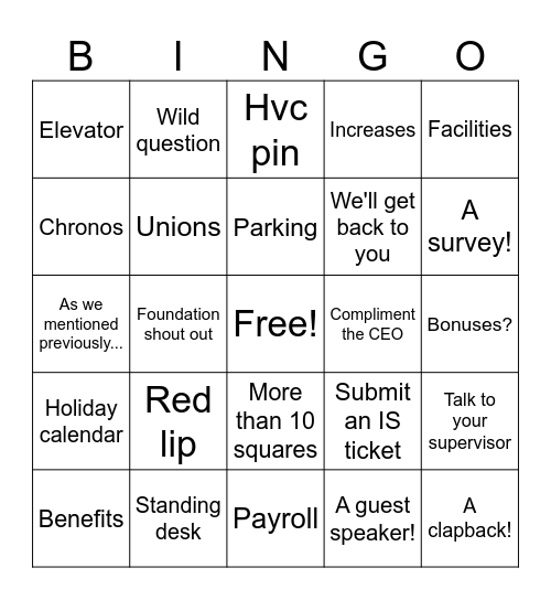 Desktop chat Bingo Card