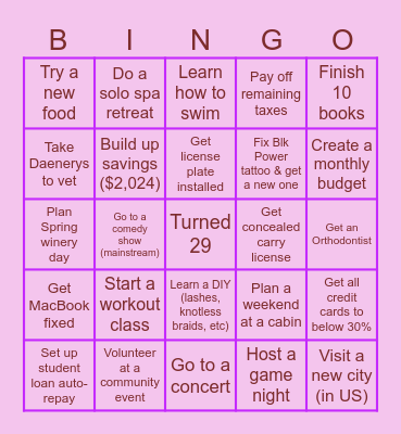 2024 Bingo Card