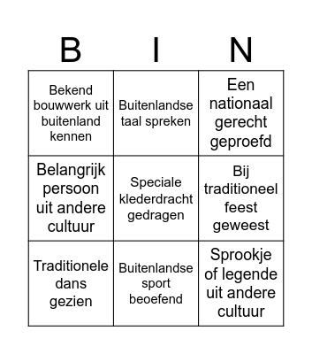 Cultuurbingo Card