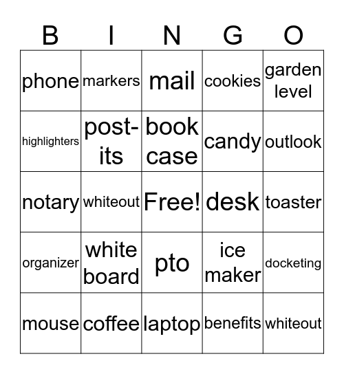 bingo game for the office