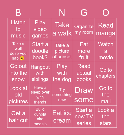 Alyssa winter wellness Bingo Card