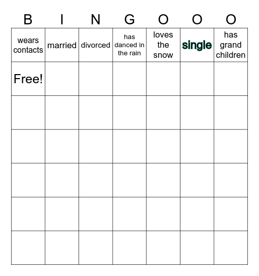 Diversity Bingo Card