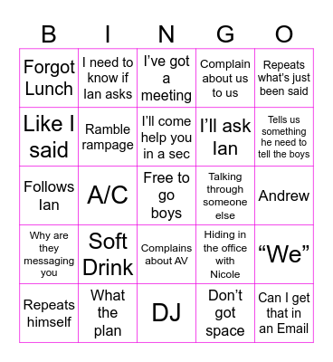 Dylan Bingo Card