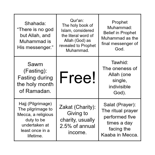 ☪️ BELIEF BINGO ☪️ Bingo Card