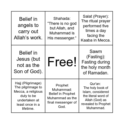 ☪️ BELIEF BINGO ☪️ Bingo Card