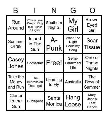 Beach Vibes Bingo Card